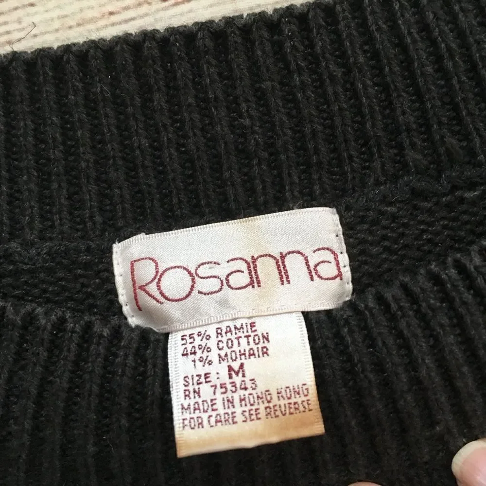VINTAGE ROSANNA‎ EMBROIDERED SWEATER IN BLACK